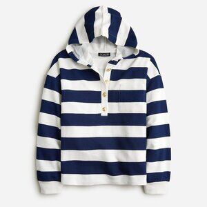 J. Crew University terry henley sweatshirt in Navy/White stripe, Sz Small